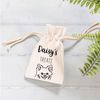Personalised Dog Treats Linen Style Drawstring Bag Pouch Gift