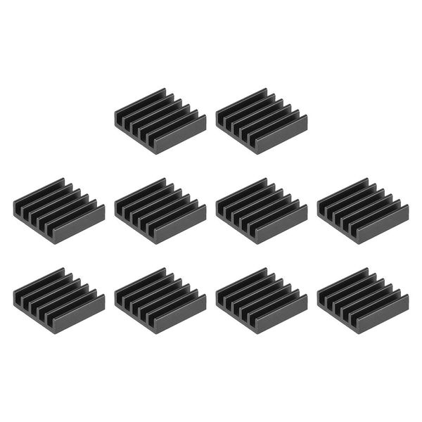 uxcell 10pcs Parallel Line Notch Heatsink 14x14x4mm for MOS GPU IC Chip Black