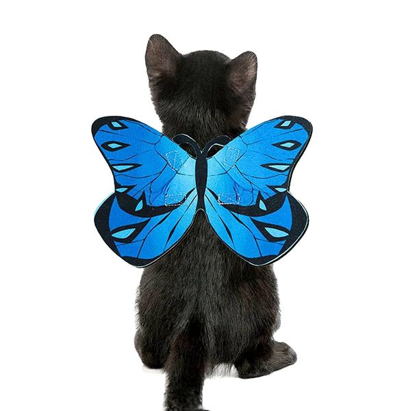 Cat Dog Butterfly Costume Wings for Halloween Party Decoration, Halloween Dog Cat Costume, Puppy Cat Dress Up Accessories (Blue)