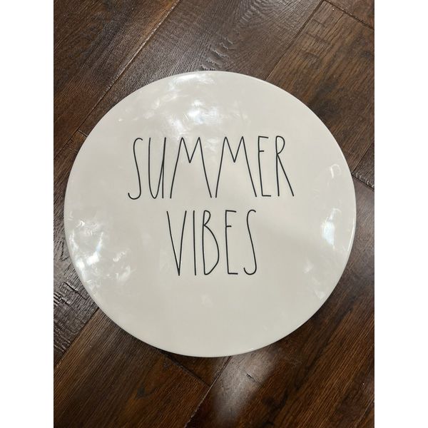 RAE DUNN 16 1/2” Round SUMMER VIBES Lazy Susan Serving Tray Ceramic New (Z58)