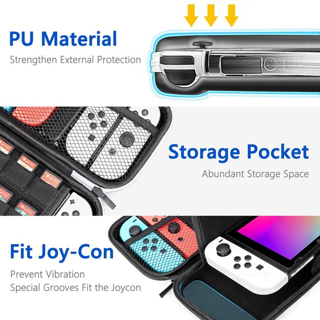 Accessories Bundle Compatible with Nintendo Switch OLED Model, Switch  Accessories Kit Includes Carrying Case, 3 in 1 Protective Case Cover, 2pcs