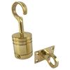 RopeServices UK 24mm Polished Brass Decking Rope Hook and Eye Plate, Deck Post End Fixing Post Fitting