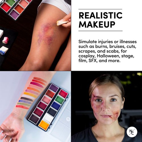 Narrative Cosmetics FX Alcohol-Activated Palette, Activator, and Remover Kit, Professional SFX Makeup Set Multicolor