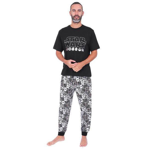 Star Wars Langes Pyjama-Set aus Baumwolle für Herren, Schwarz , L
