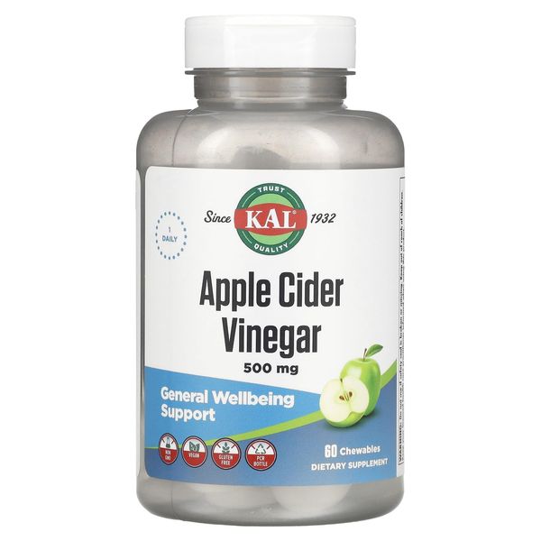 Kal Apple Cider Vinegar - 500 mg - 60 Chewable Tablets