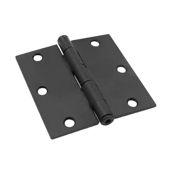 EVERBILT 3-1/2 in. Matte Black Square Radius Squeak-Free Door Hinge (9-Pack)
