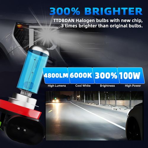 TTDBDAN Halogen Headlights Compatible with Nissan Rogue 2014-2020 Headlight Bulbs,H11/H8/H9 High Beam + H11/H8/H9 Low Beam,Plug And Play,Pack of 4