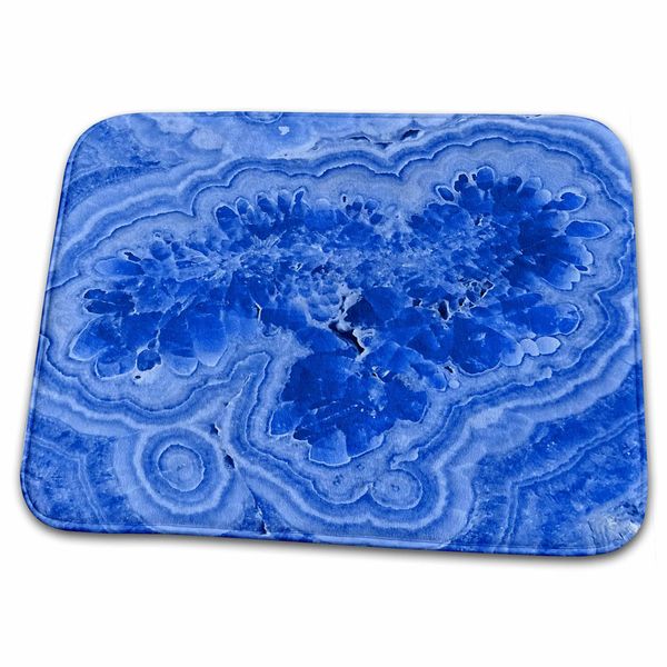 Dish Drying Mat - Luxury Blue Marble Agate Gem Mineral Stone Pattern
