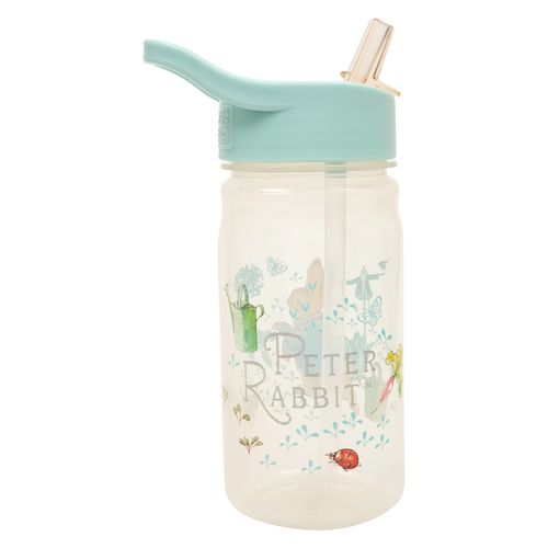 Peter Rabbit Classic Water Bottle with Flip up Straw 400ml –Official Merchandise by Polar Gear – Kids Reusable Non Spill BPA Free - Recyclable Plastic – For School Nursery Sports Picnic – Blue