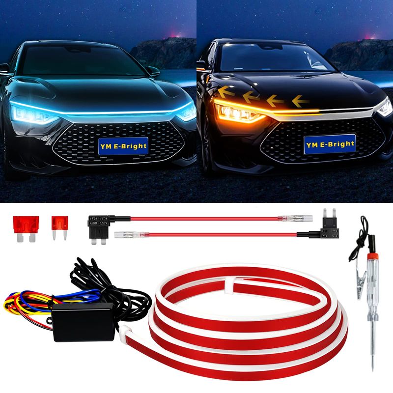 Dynamic Scan Start Up Hood Light Strip Sequential Flowing Turn Signal ...