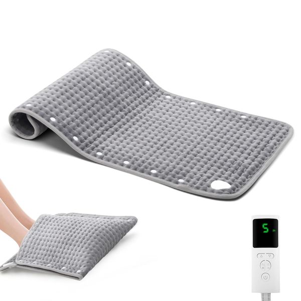 Heating Pad, Electric Heat Pad for Back Neck Shoulder Belly Pain Relief, Fast Heated Pad with 9 Temperature Levels & 4 Time Settings, Auto Shut Off, Soft Blanket Foot Warmer, Machine Washable, 33x17''