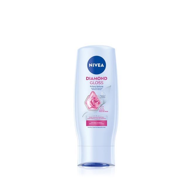 NIVEA Diamond Gloss Brillanz Spülung, pflegende Haarspülung mit Diamantpartikeln und Rosenöl, intensive Pflegespülung für strahlenden Glanz (200 ml)