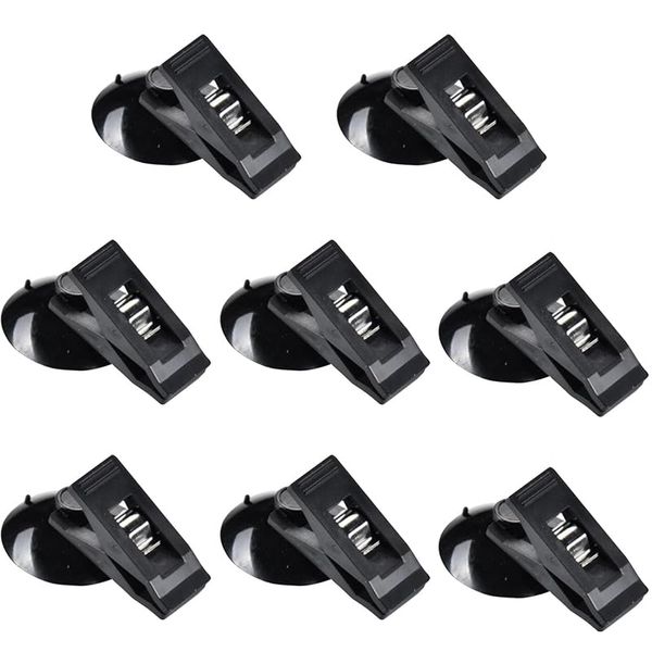 8pcs Suction Cup Clips, Shower Curtain Hooks Splash Guard Round Suction Cups with Clips to Prevent Water Splashing Out Windproof Suction Wall Clamp for Fridge Shower Room Camping Car (Black)