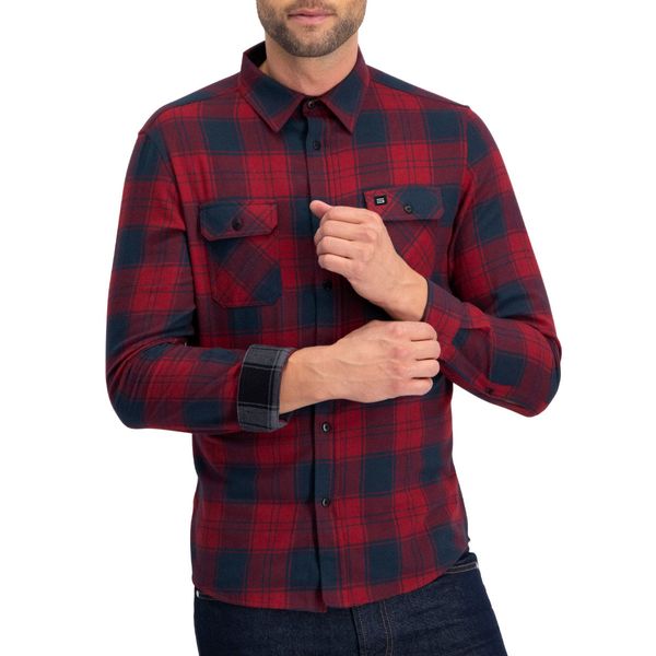 Three Sixty Six Men's Flannel Long Sleeve Shirt - Crimson Red / S