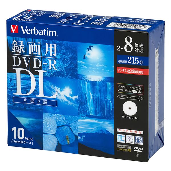 Mitsubishi Chemical Media Verbatim VHR21HDSP10 Single-Recording DVD-R DL (Single-Sided, Double-Layer, 2-8x, Set of 10), White