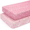 Yukkidds Cot Sheets 120x60 Fitted Cotbed Sheet 2 Pack Baby Cot Sheets Super Soft & Breathable Microfiber Pink Unicorn