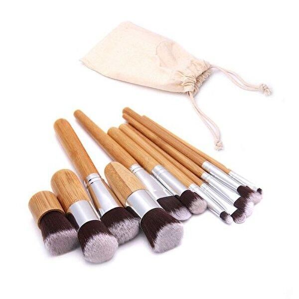 Linen Pouch/Wood Makeup Brush/Set of 11/Makeup Brush_WBEAF37