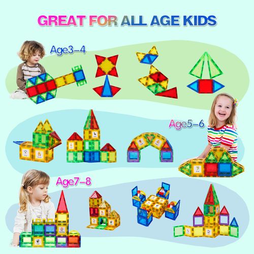 Magblock Magnetic Building Blocks Sets - 46PCS Magnetic Tiles | Magnet Game Toy | Construction Educational Toys for 3 4 5 6 Years Old Boys & Girls On Birthday
