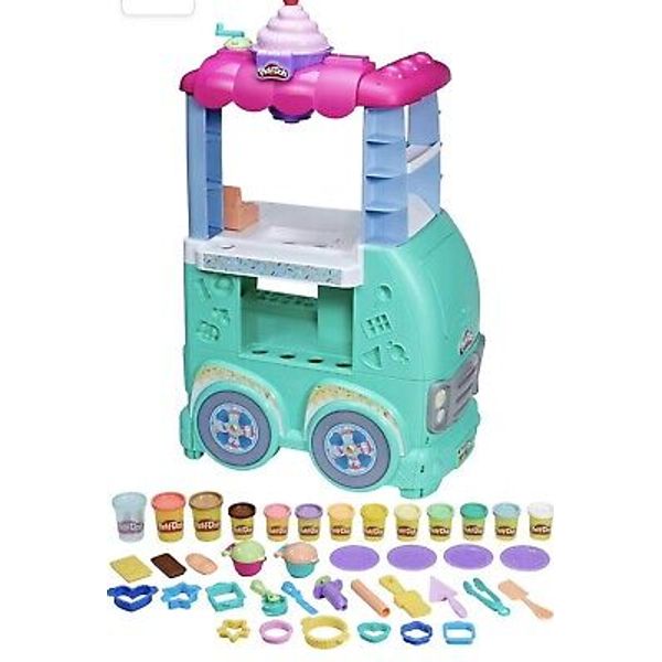 Play-Doh Kitchen Creations Sweet Snacks Food Truck Toy Playset for Kids, 12 M...