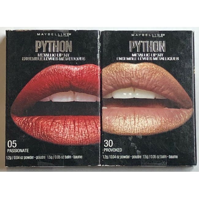 Maybelline Python Metallic Lip Kit, 05 Passionate & 30 Provoked, 2 Pack