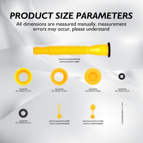 OXCANO Gas Can Spout Replacement Kit, 2025 Upgraded Gas Can Nozzle Replacement for 1/2/5/10 Gallon Gas Cans, Flexible Nozzles Kit with Vent Caps, Rubber Gasket, Base Cap, Drill Bit