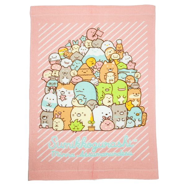 Sumikko Gurashi Towel Blanket, Nap Blanket, Kids, 33.5 x 45.3 inches (85 x 115 cm) (Atsumaru Nada, Pink)