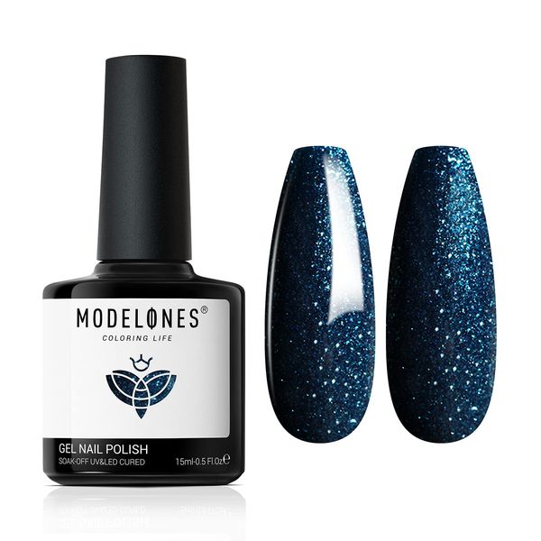 Modelones Blue-Green Gel Nail Polish, 1 Pcs 15ml Blue Color Gel Nail Polish Soak Off LED Long Lasting French Manicure Essential Gel Nail Varnish Salon Design DIY at Home Gifts for Women