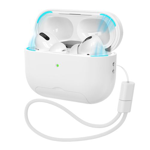 MHYALUDO AirPods Pro 2nd/1st Generation Case with Cleaning Kit (HaloLock), Anti-Slip Adjustable Kickstand, Anti-Fingerprint Coating & Precision, Full Drop Protection Cover with Lanyard, White