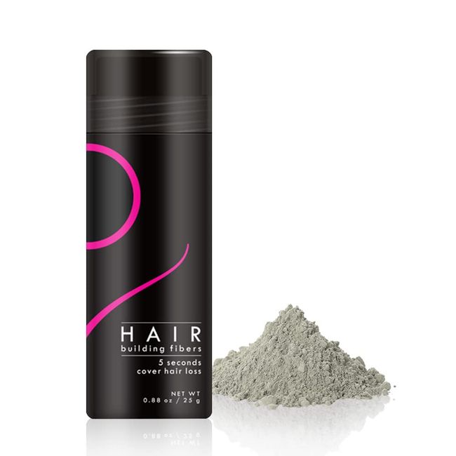 VOLLUCK Streuhaar Schütthaar zur Haarverdichtung, Haaransatz Kaschieren Haar Puder Ansatzspray Dunkelbraun Hair Fibers Hair styling Powder Haaransatz Spray Haarfasern - 25g (Grau)