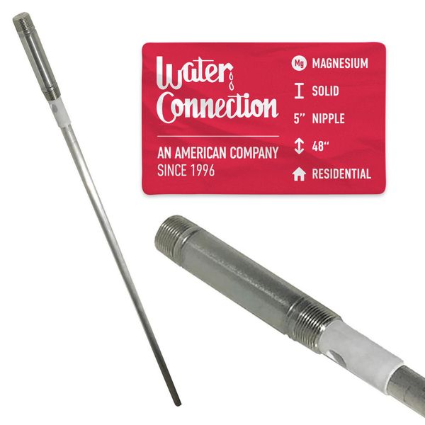 AR110 Rigid Magnesium Outlet Anode Rod, 5″ Nipple (.750 x 3/4” x 46.5″)