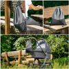 ZAMBOO Buggy Organiser Bag with Multiple Compartments and Pram Attachment Strap - Multi-Purpose Drawstring Backpack - Grey/Black