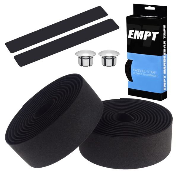 EMPT ES-JHT020 EVA Road Handlebar Tape, Cushion EVA Bar Tape, Road Pista Drop Handlebar Tape, *End Caps, End Tapes Included (Black)