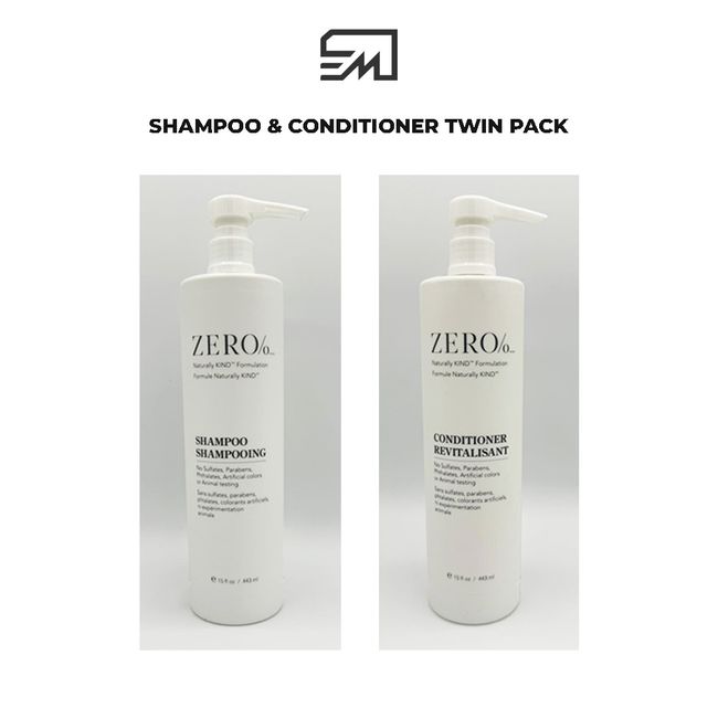 Zero% Shampoo & Conditioner Combo Twin Pack - 15oz Each - By Gilchrist & Soames