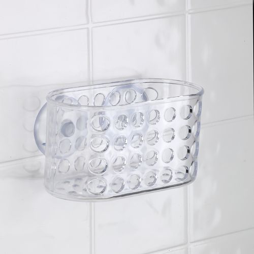 Bath Bliss Suction Cup Bath Caddy Basket, Soap and Razor Holder for Shower, Clear