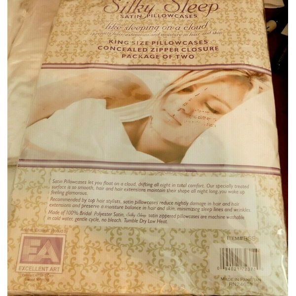 KING SIZE SATIN PILLOWCASES (2) WHITE-NICE & SOFT-GET READY FOR A GREAT  XX