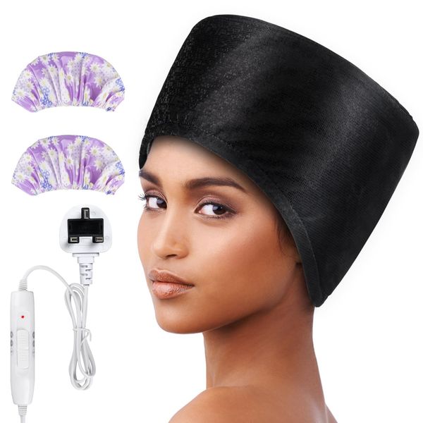 Hair Steamer,Totofac Electric Hair Care Hat Heating Cap with 2 Mode Temperature Control for Hair Spa Home Thermal Treatment Beauty Steamer Cap (Black)