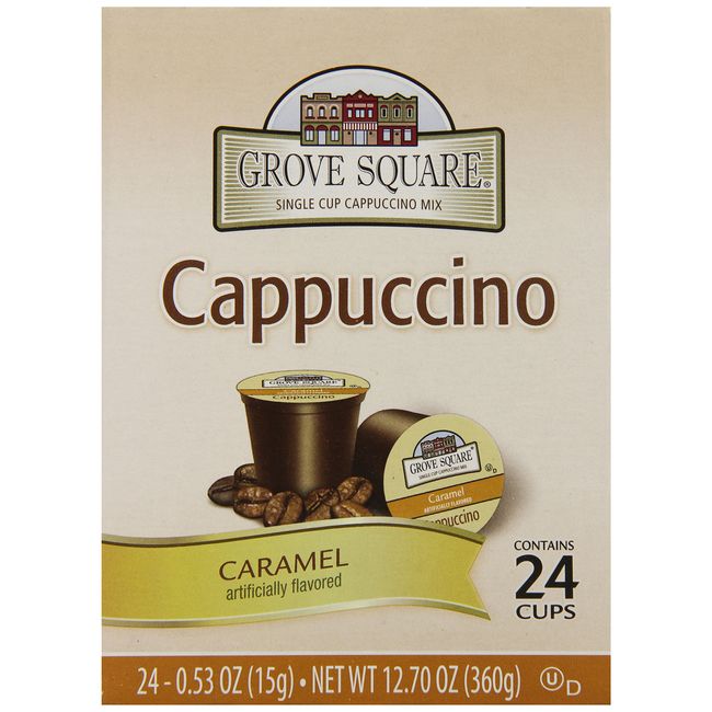 Grove Square Cappuccino Pods, Caramel, Single Serve (Pack of 24) (Packaging  May Vary)