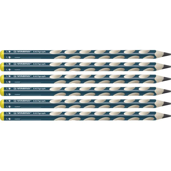 Ergonomic Graphite Pencil - STABILO EASYgraph - Left-Handed - Pack of 6 - Petrol - HB