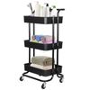 3-Tier Rolling Cart Metal Utility Storage Organization with Wheels for Kitchen