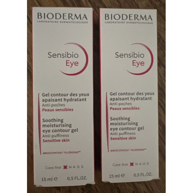 (2) Bioderma Sensibio Eye Contour Gel Anti Puffiness For Sensitive Skin .5 oz ea