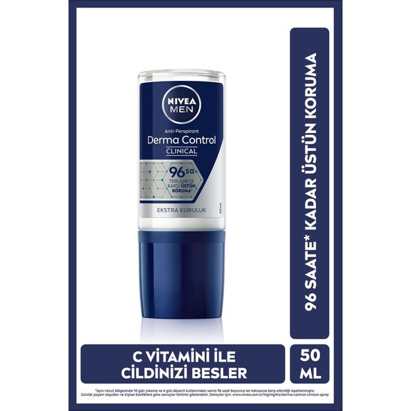 MEN Derma Control Clinical Erkek Roll-on Deodorant 50 ml,96 Saat Anti-perspirant Koruma