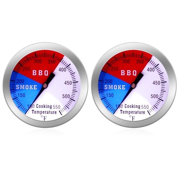 NEWSTART BBQ Thermometer Gauge - 2 Pcs Charcoal Grill Pit Smoker Temp Gauge Grill Thermometer with Fahrenheit and Heat Indicator