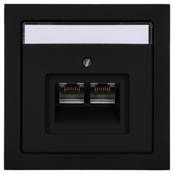 Busch-Jaeger Future Linear Complete Set: Rutenbeck Network Socket 136104070 UAE-Cat.6A iso-8/8 Up 0 with Central Switch + 1721-885K Frame Single Black Matt