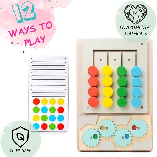 Montessori Wooden Color Matching Puzzle Board - Educational Brain Teaser Toy Develops Fine Motor Skills - Travel-Friendly Learning Toy for Boys & Girls (2)