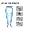 Jar Opener, 5 in 1 Multi Function Bottle Openers Kit, Ring Pull Can Opener with Silicone Handle, for Weak Hands, Elderly & Children (Blue)