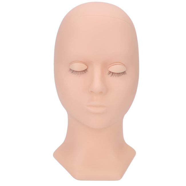 Makeup Mannequin Head, Schminke Trainingsköpfe Wimperntrainingskopf Ersetzte Augenlider Make Up Schaufensterpuppenkopf für Wimpernverlängerung Übungskopf[Doppeltes Augenlid rosa + 1 Augenpaar]