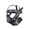 Leather Muzzle Mask with Lockable Zipper and Adjustable Straps, Black