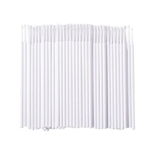 Micro Cotton Swabs 100pcs (White) Disposable Eyelashes Eyelash Extensions Micro Brush Applicator ._