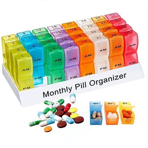 TradeWind Pill Case, Medicine Case, Supplement Case, Medicine Storage Case, Medicine Holder, 1 Month Prevention, Capsules, Tablets, Medicine Calendar, Medicine Notebook