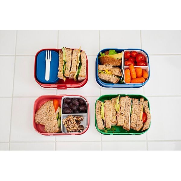 Mepal Brotdose Kinder - Bento Box Kinder - Brotdose Kinder mit Fächern & Gabel - Meal Prep Box mit Clip-Verschluss - BPA-frei & Spülmaschinenfest - 750 ml - Jungle